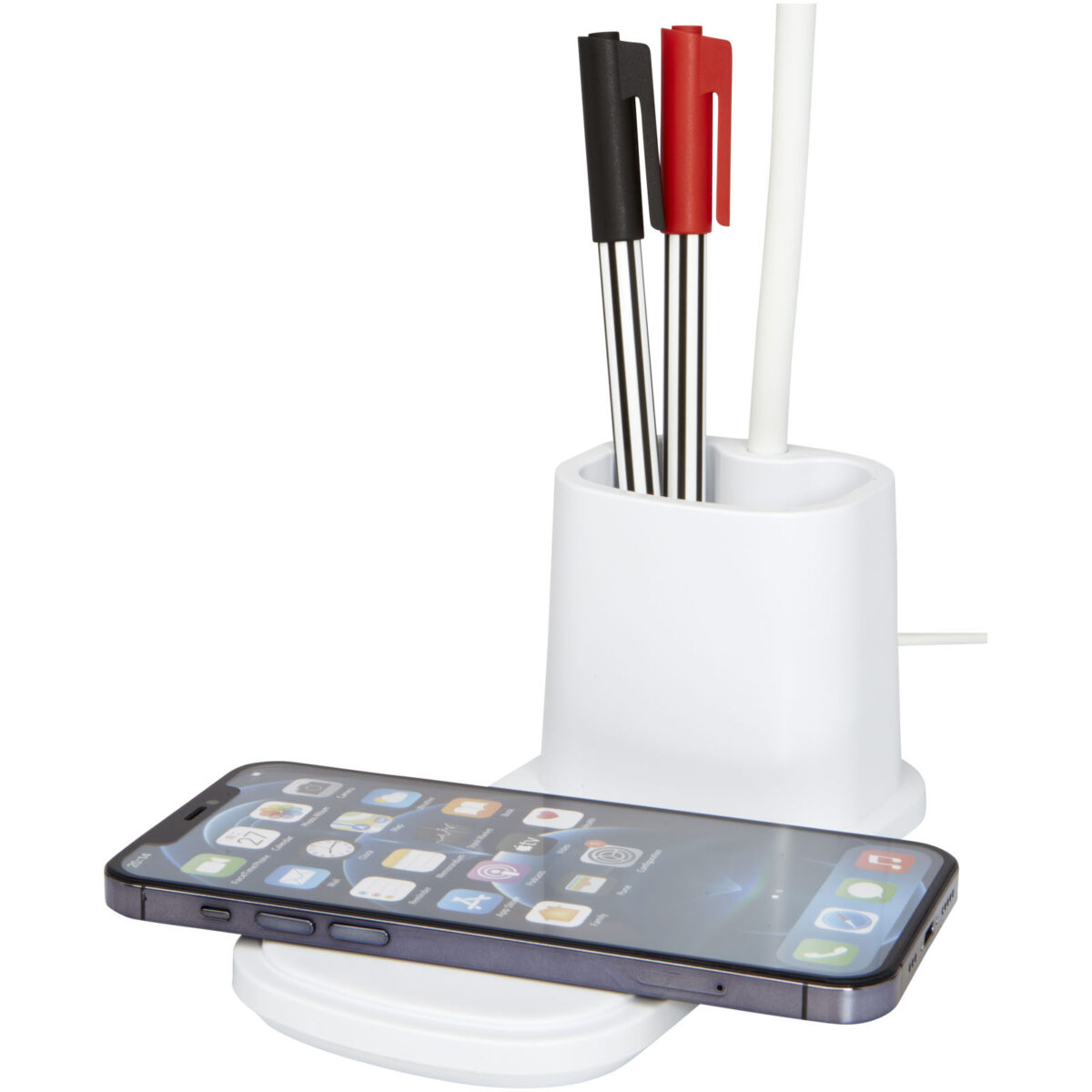 Bright desk lamp and organizer with wireless charger – White extra view