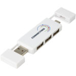 Mulan dual USB 2.0 hub – White with logo