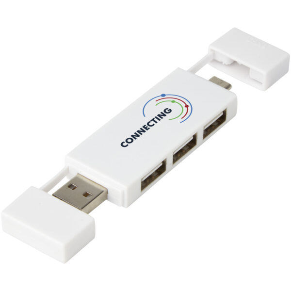Mulan dual USB 2.0 hub – White with logo