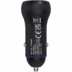 Pilot dual 55W USB-C/USB-A car charger – Solid black back view
