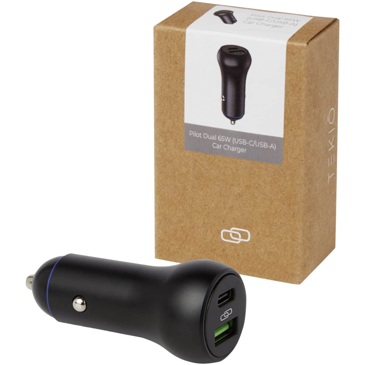 Pilot dual 55W USB-C/USB-A car charger – Solid black extra view