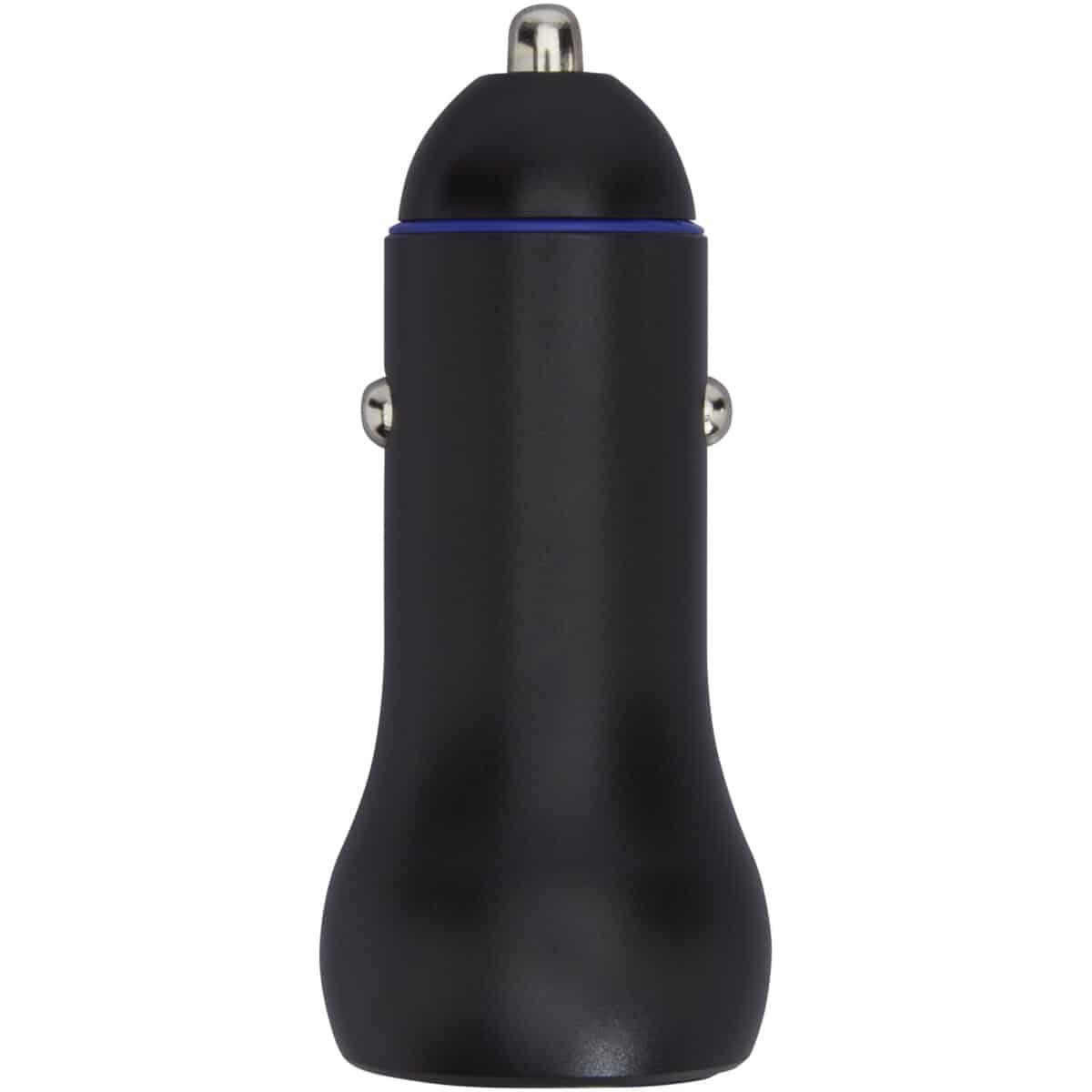 Pilot dual 55W USB-C/USB-A car charger – Solid black front view