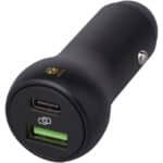 Pilot dual 55W USB-C/USB-A car charger – Solid black with logo