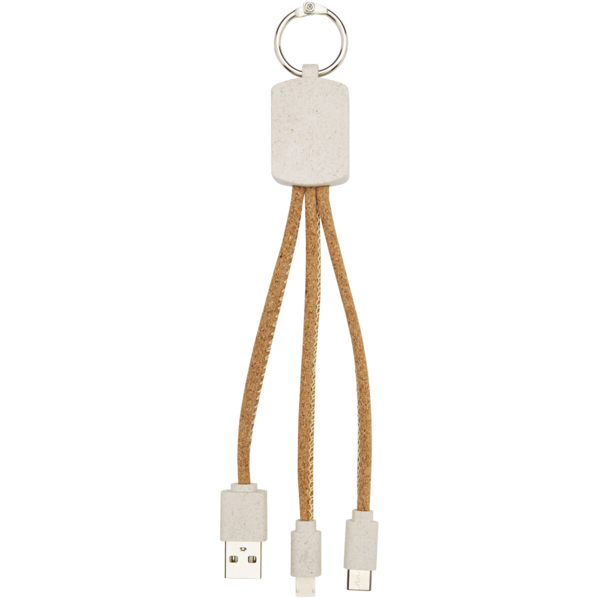 Bates wheat straw and cork 3-in-1 charging cable – Natural back view