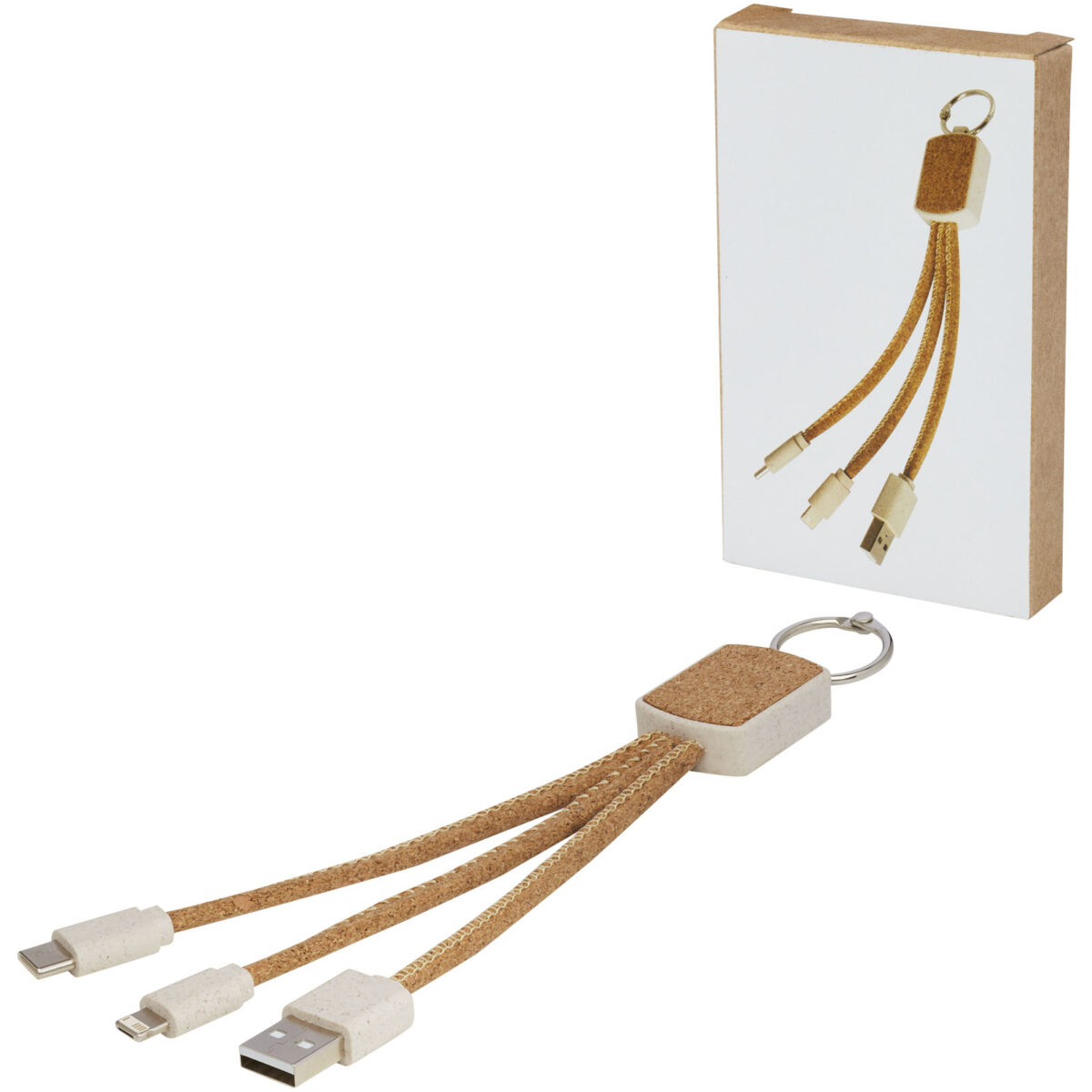 Bates wheat straw and cork 3-in-1 charging cable – Natural extra view