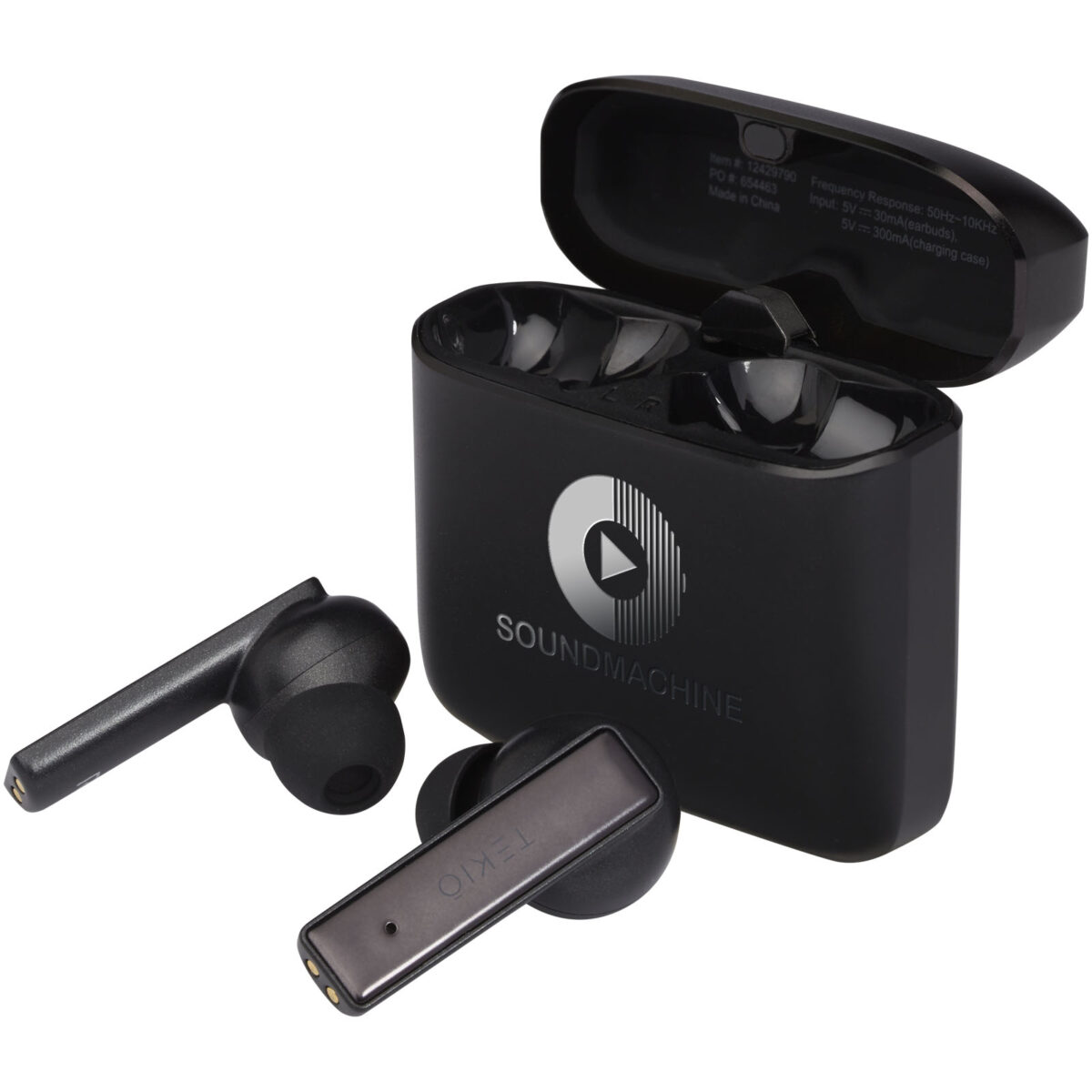 Hybrid premium True Wireless earbuds – Solid black with logo