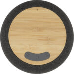 Ecofiber bamboo/RPET Bluetooth® speaker and wireless charging pad – Natural front view