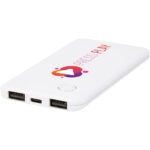 Slender 4000 mAh slim dual power bank – White with logo