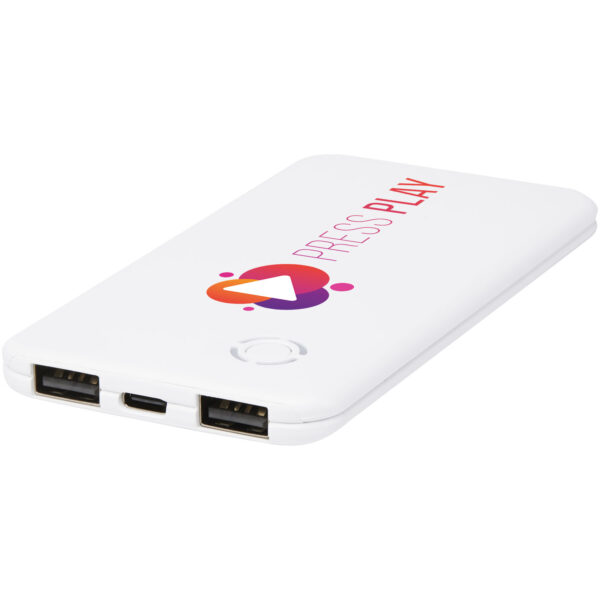 Slender 4000 mAh slim dual power bank – White with logo