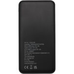 Loop 10.000 mAh recycled plastic power bank – Solid black back view