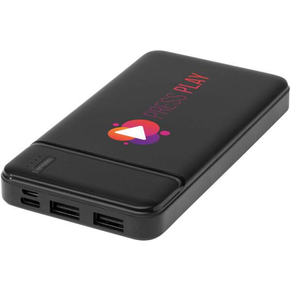 Loop 10.000 mAh recycled plastic power bank – Solid black with logo