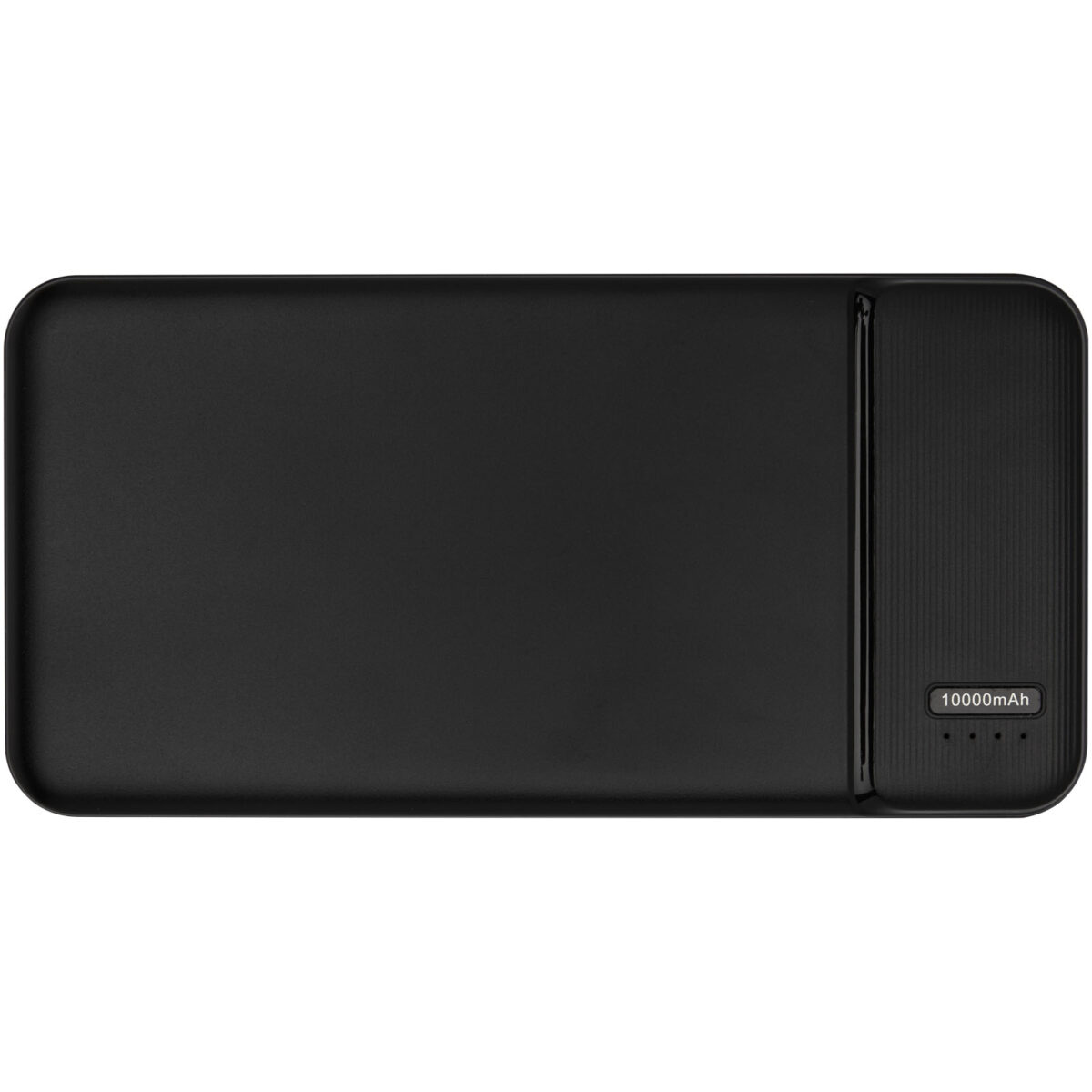 Loop 10.000 mAh recycled plastic power bank – Solid black front view