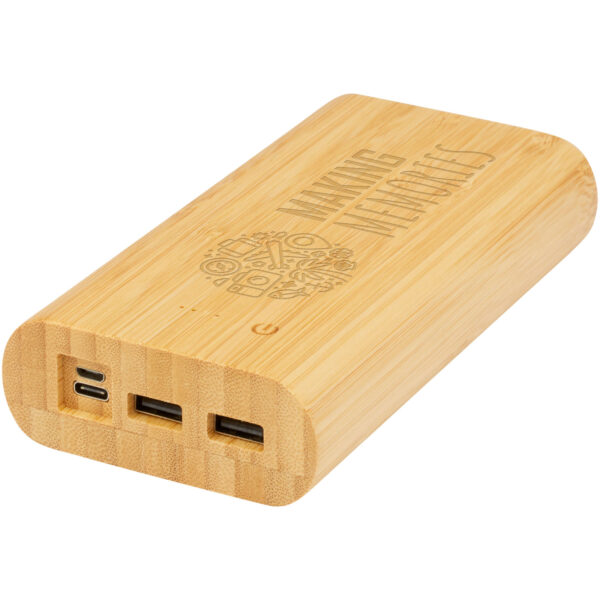 Tulda 20.000 mAh bamboo power bank – Natural with logo