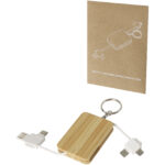 Reel 6-in-1 retractable bamboo key ring charging cable – Natural extra view
