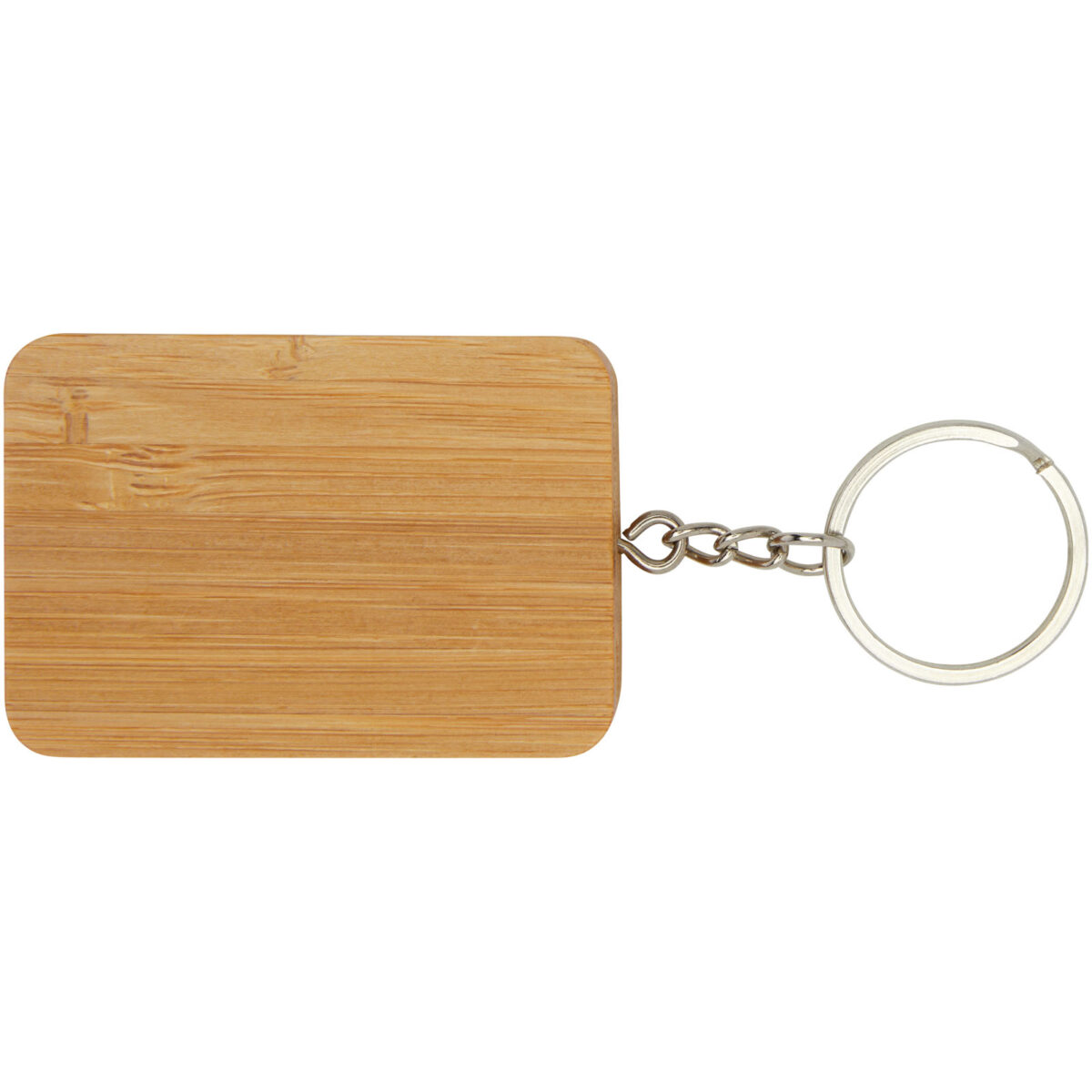 Reel 6-in-1 retractable bamboo key ring charging cable – Natural front view
