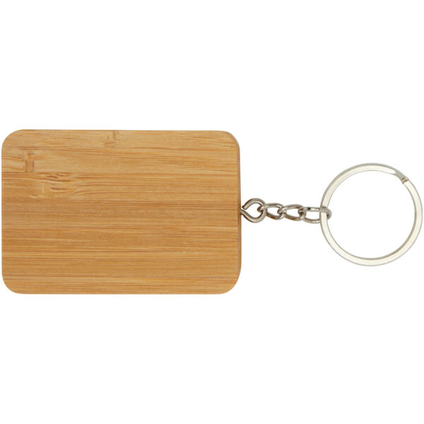 Reel 6-in-1 retractable bamboo key ring charging cable – Natural front view
