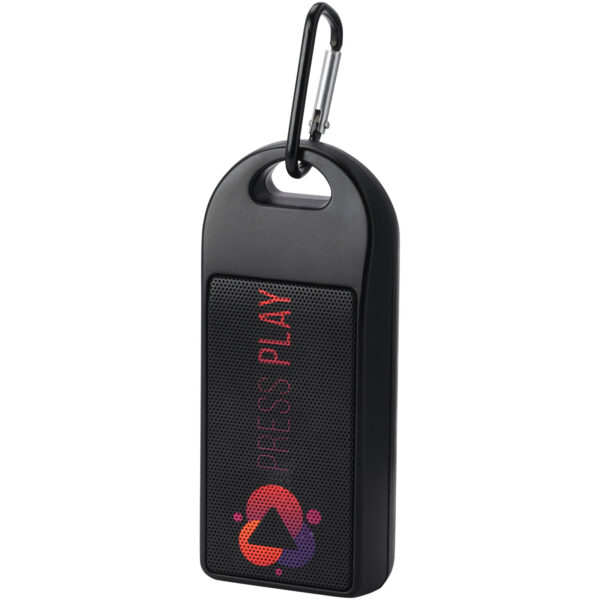 Omni 3W IPX4 RCS recycled plastic Bluetooth® speaker – Solid black with logo