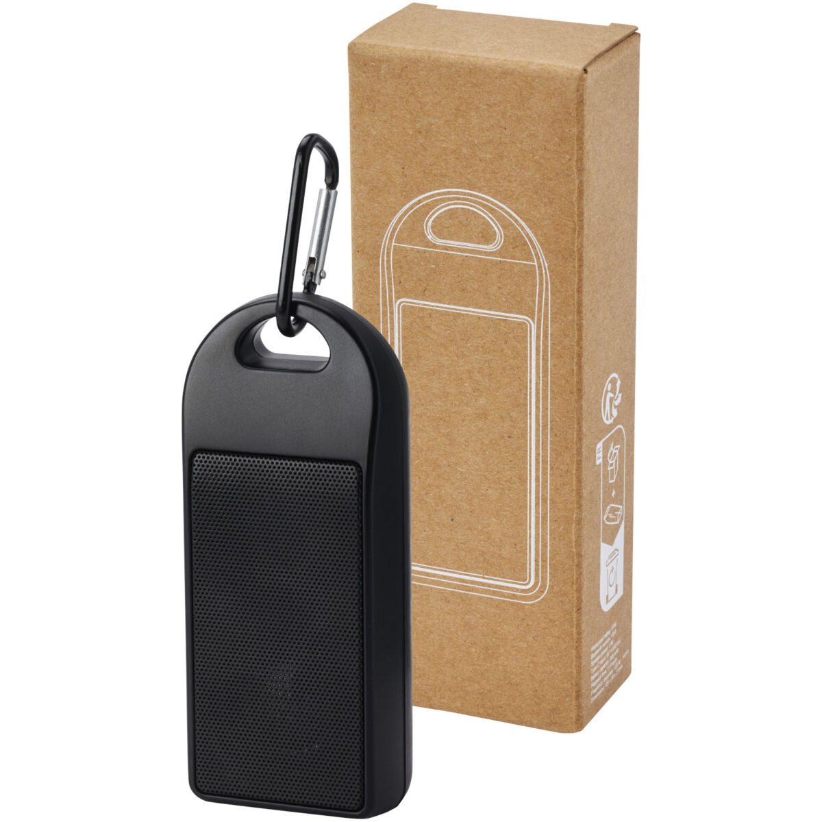 Omni 3W IPX4 RCS recycled plastic Bluetooth® speaker – Solid black extra view