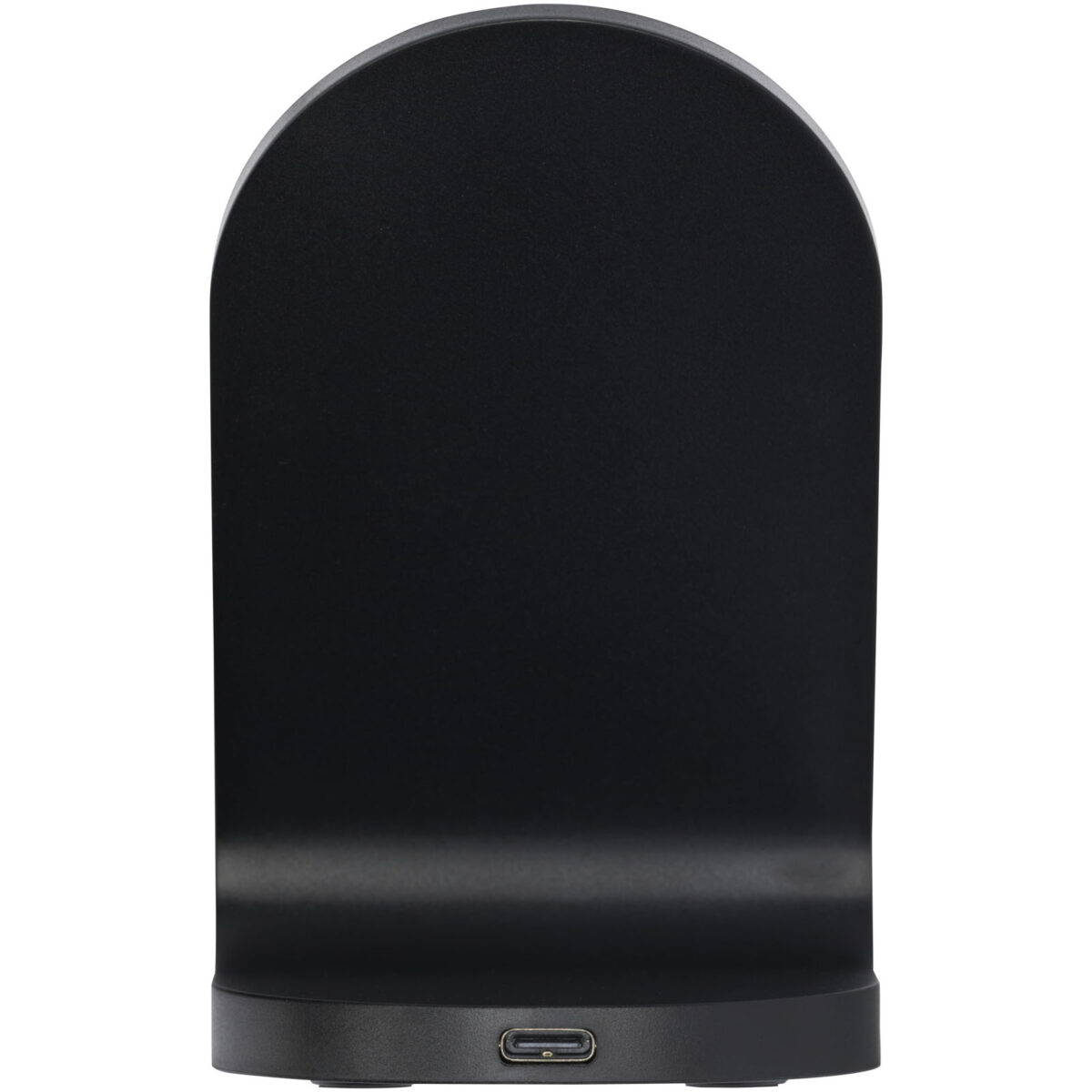 Loop 15W dual coil RCS recycled plastic wireless charging stand – Solid black back view