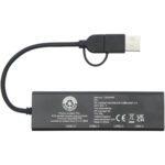 Rise RCS recycled aluminium USB 2.0 hub – Solid black back view