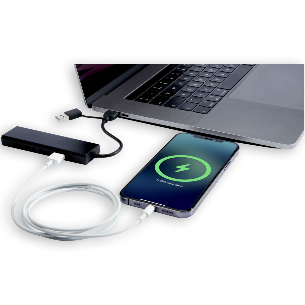Rise RCS recycled aluminium USB 2.0 hub – Solid black extra view