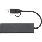 Rise RCS recycled aluminium USB 2.0 hub – Solid black front view