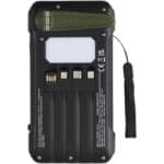Soldy 10.000 mAh RCS recycled plastic solar dynamo power bank – Army green back view