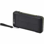 Soldy 10.000 mAh RCS recycled plastic solar dynamo power bank – Army green with logo