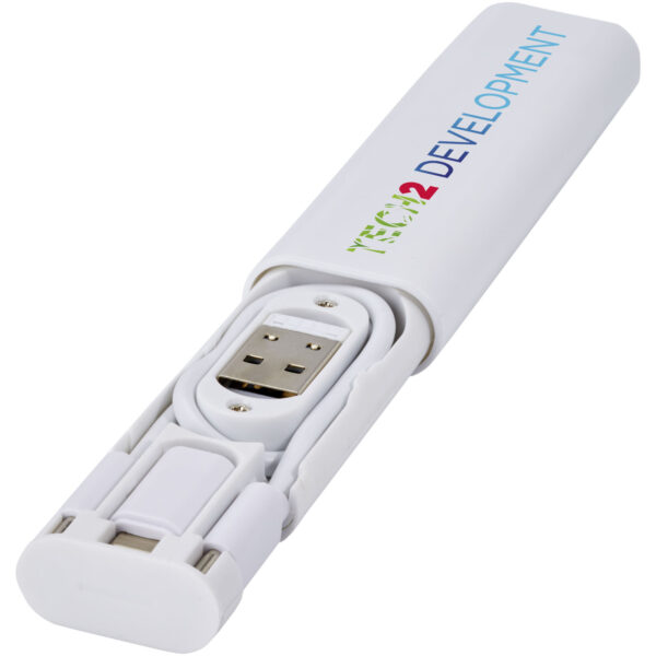 Whiz recycled plastic modular charging cable – White with logo
