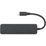 Loop RCS recycled plastic multimedia adapter USB 2.0-3.0 with HDMI port – Solid black front view
