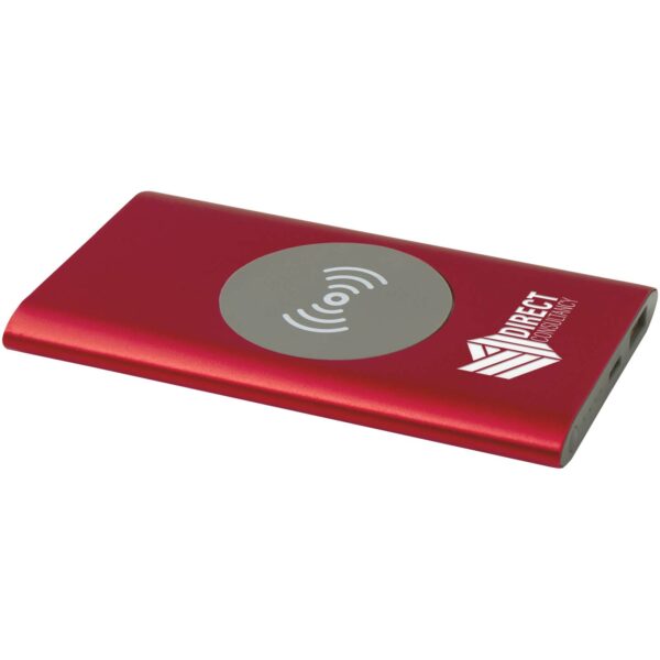Juice 4000 mAh Type-C recycled aluminium wireless power bank – Red with logo