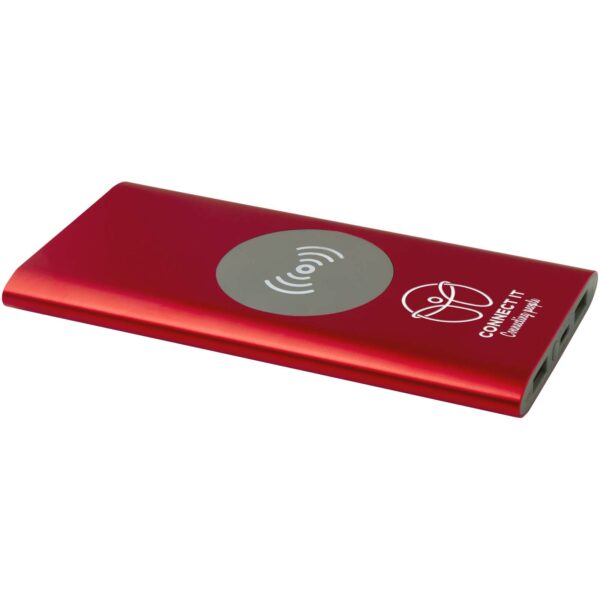 Juice 8000 mAh Type-C recycled aluminium wireless power bank – Red with logo