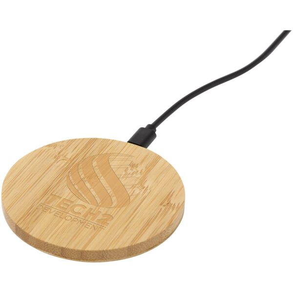 Essence 15W bamboo wireless charging pad – Wood with logo