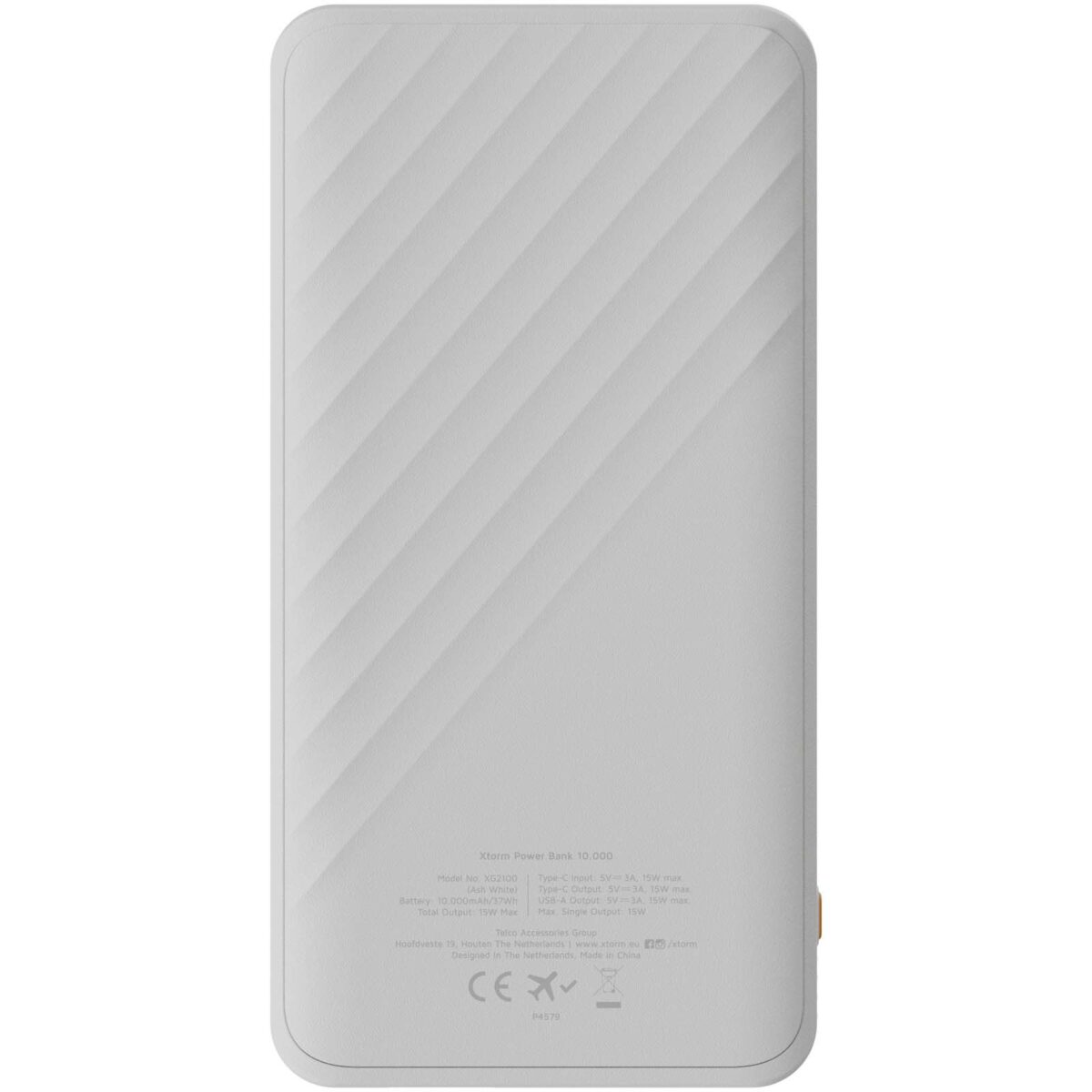 Xtorm XG210 Go2 15W 10.000 mAh fast charge power bank – White back view