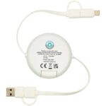 Chechia 5-in-1 recycled plastic 100 cm retractable data sync and 45W fast charge cable – White back view