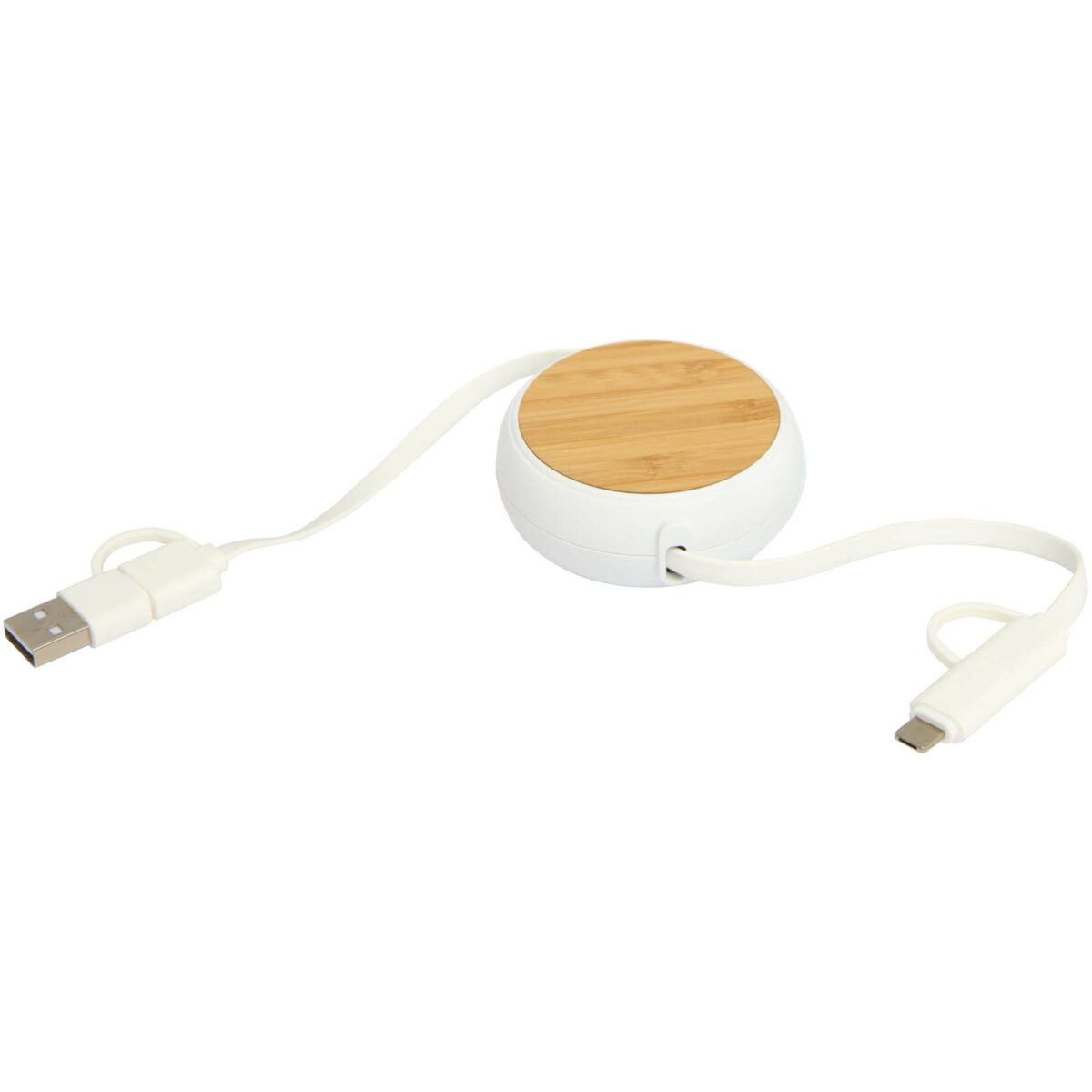 Chechia 5-in-1 recycled plastic 100 cm retractable data sync and 45W fast charge cable – White extra view