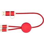 Alasia 5-in-1 recycled aluminium and plastic 30 cm data sync and 27W fast charge cable – Red front view