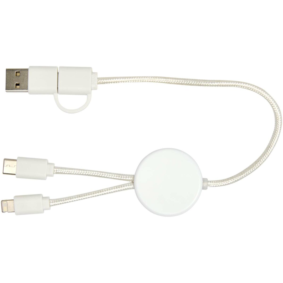 Citala 5-in-1 recycled plastic 30 cm data sync and 27W fast charge cable – White back view