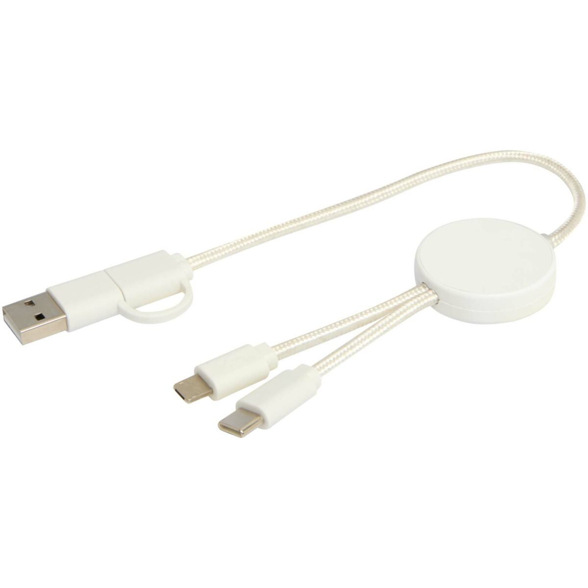 Citala 5-in-1 recycled plastic 30 cm data sync and 27W fast charge cable – White extra view