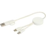 Citala 5-in-1 recycled plastic 30 cm data sync and 27W fast charge cable – White extra view