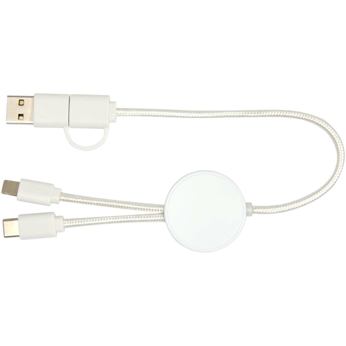 Citala 5-in-1 recycled plastic 30 cm data sync and 27W fast charge cable – White front view
