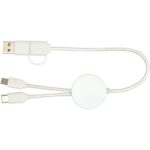 Citala 5-in-1 recycled plastic 30 cm data sync and 27W fast charge cable – White front view