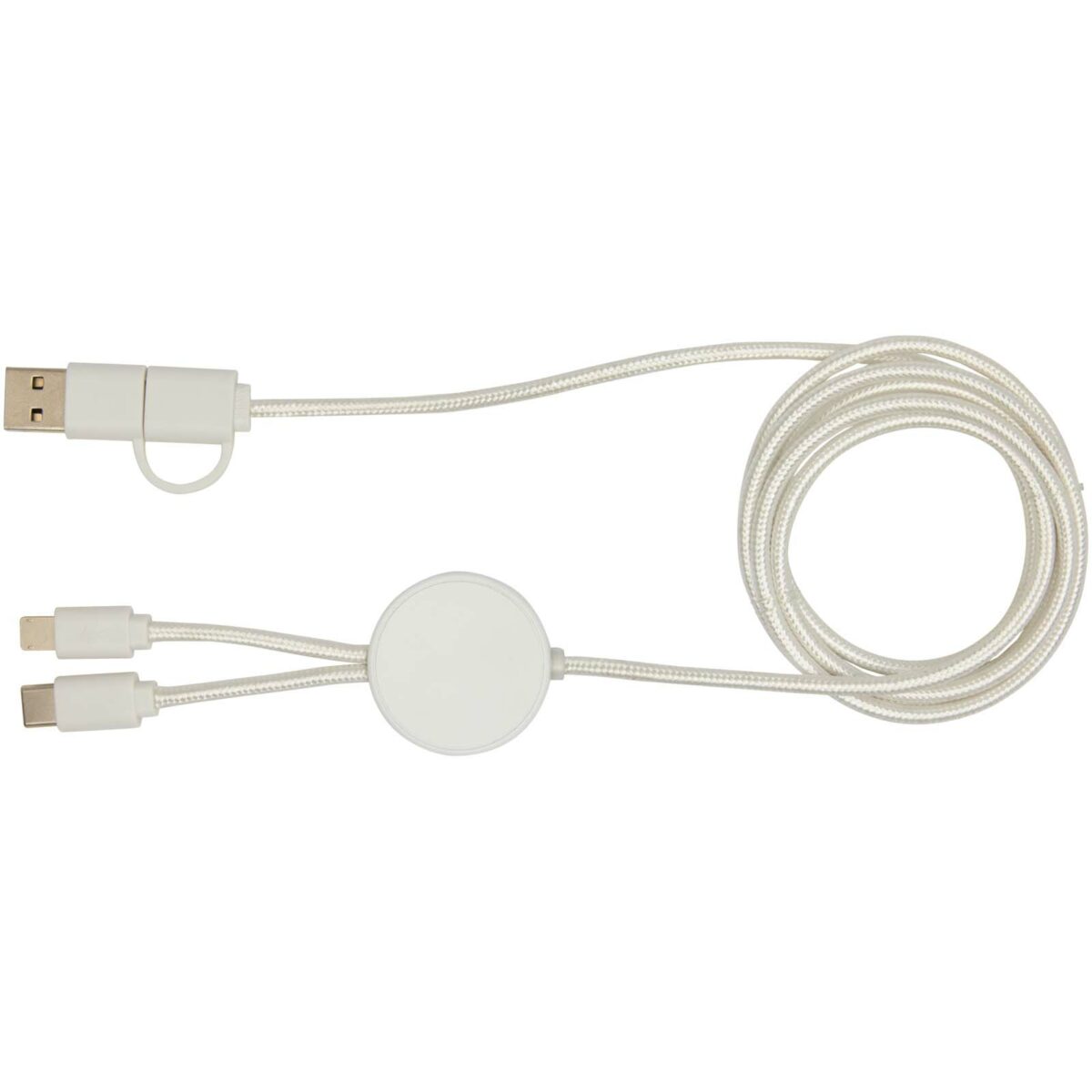 Citala 5-in-1 recycled plastic 150 cm data sync and 27W fast charge cable – White front view