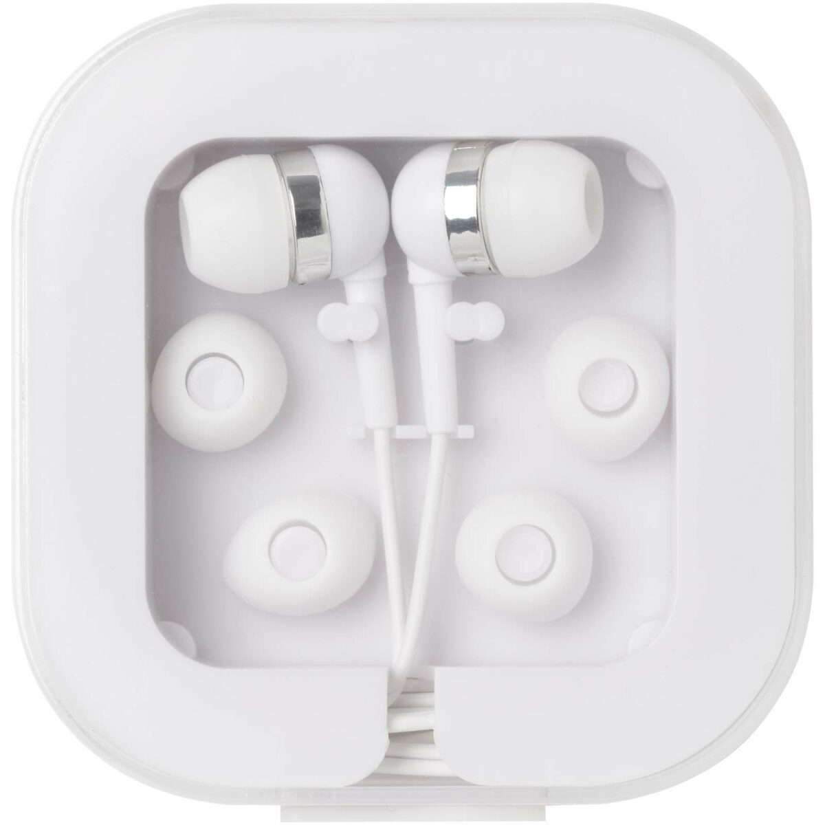 Dofida wired Type-C earbuds with recycled plastic storage box – White front view