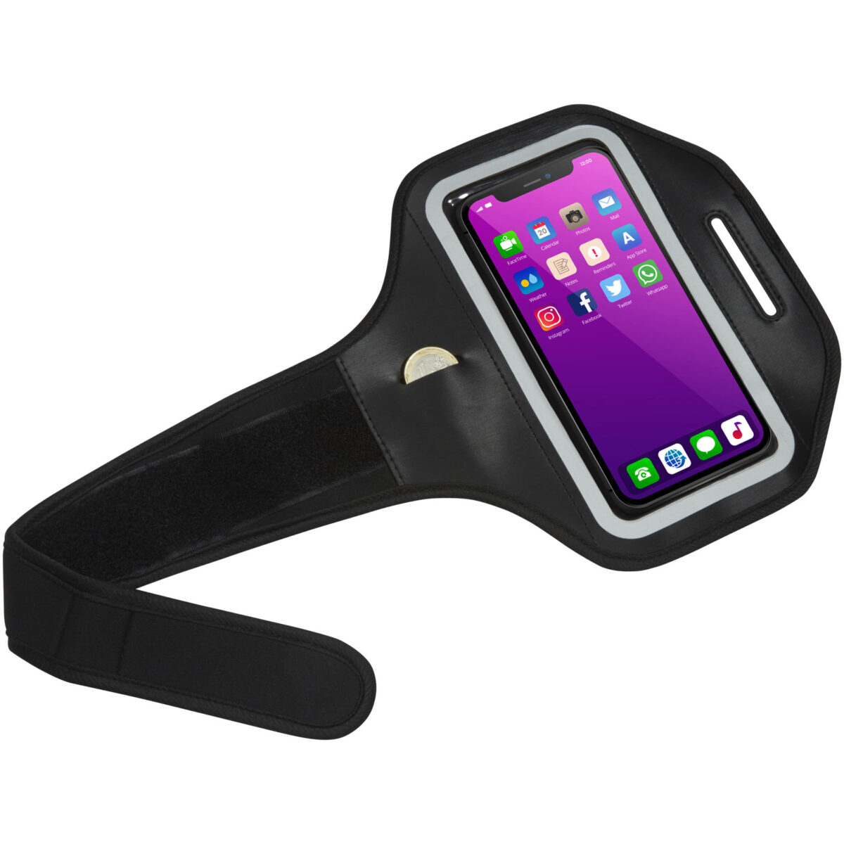 Haile reflective smartphone bracelet with transparent cover – Solid black extra view
