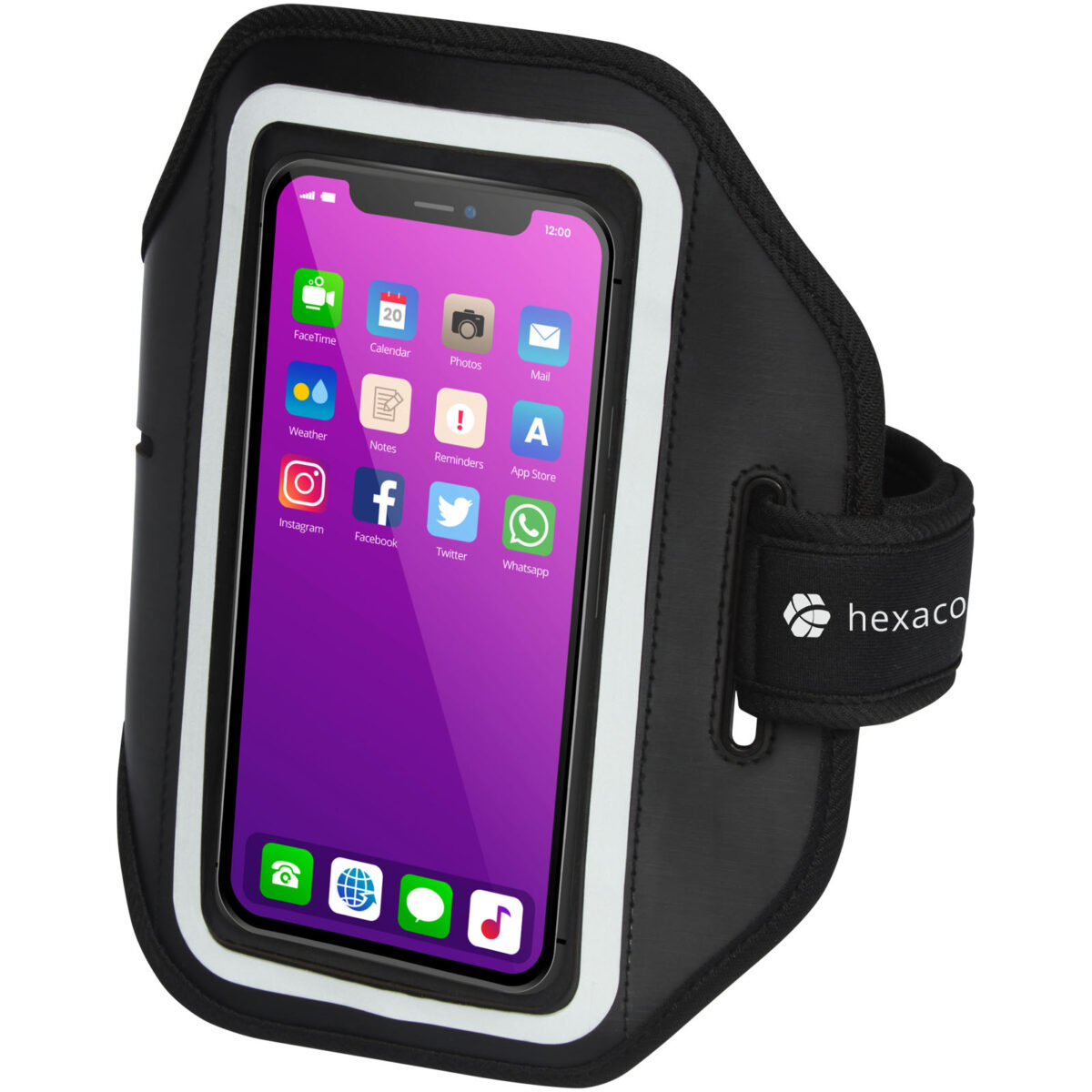 Haile reflective smartphone bracelet with transparent cover – Solid black with logo