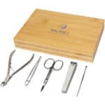 Ladia 5-piece bamboo manicure set – Natural with logo
