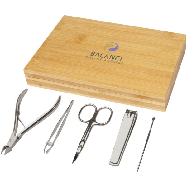 Ladia 5-piece bamboo manicure set – Natural with logo