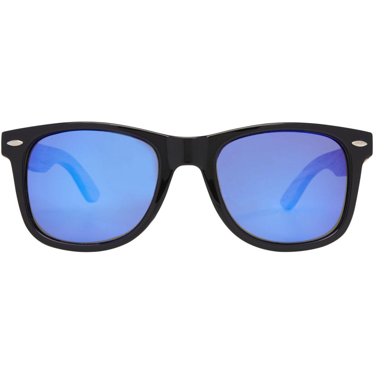 Hiru rPET/wood mirrored polarized sunglasses in gift box – Wood front view