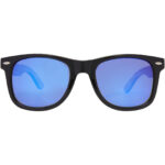 Hiru rPET/wood mirrored polarized sunglasses in gift box – Wood front view